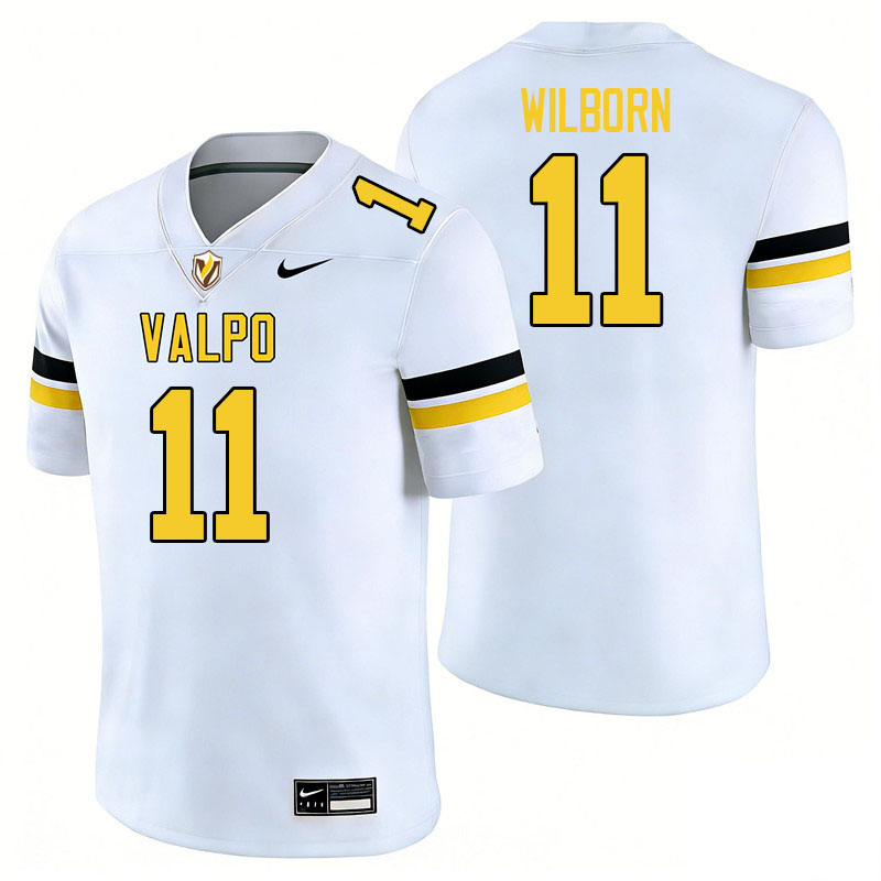 Valparaiso Beacons #11 De'Andre Wilborn College Football Jerseys,Uniforms-White
